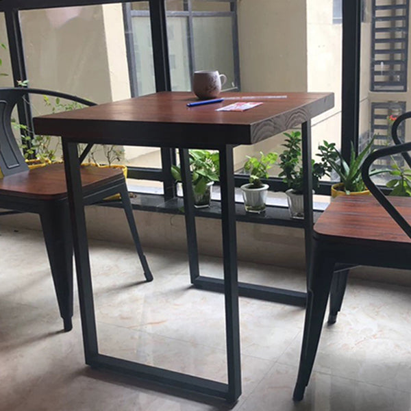 Industrial Wooden Dining Table Brown Square Table with Sled Base for Dinning Room Clearhalo ' dining_table' 'Dining Tables & Seating' 'Dining Tables' 'furn' 'furn_dining_table' 'Furniture' 'furniture_dining_table' 'Kitchen & Dining Furniture' 'kitchen&dining_furn' 'kitchen' 'kitchen_dining_table' 3724136