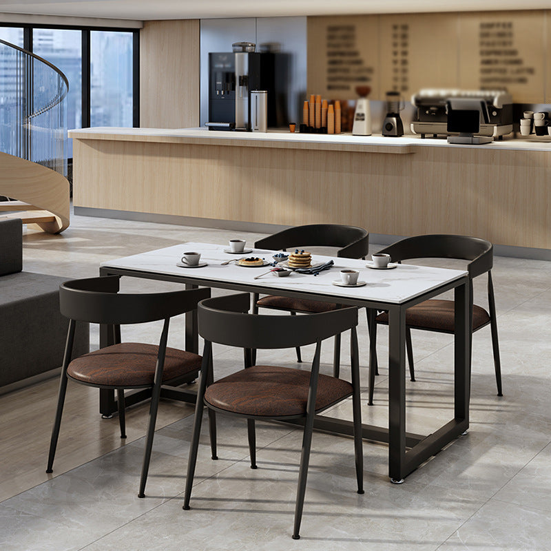 Industrial Rectangle Dining Table Sintered Stone Dining Table with Trestle Base for Dining Room Clearhalo ' dining_table' 'Dining Tables & Seating' 'Dining Tables' 'furn' 'furn_dining_table' 'Furniture' 'furniture_dining_table' 'Kitchen & Dining Furniture' 'kitchen&dining_furn' 'kitchen' 'kitchen_dining_table' 3724139
