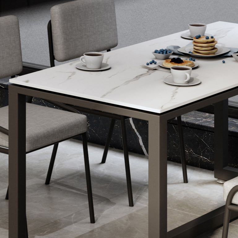 Industrial Rectangle Dining Table Sintered Stone Dining Table with Trestle Base for Dining Room Clearhalo ' dining_table' 'Dining Tables & Seating' 'Dining Tables' 'furn' 'furn_dining_table' 'Furniture' 'furniture_dining_table' 'Kitchen & Dining Furniture' 'kitchen&dining_furn' 'kitchen' 'kitchen_dining_table' 3724144