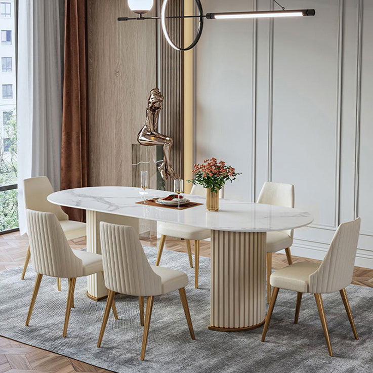 Metal Contemporary Free Form Indoor Table Sintered Stone Table for Dining Room Clearhalo ' dining_table' 'Dining Tables & Seating' 'Dining Tables' 'furn' 'furn_dining_table' 'Furniture' 'furniture_dining_table' 'Kitchen & Dining Furniture' 'kitchen&dining_furn' 'kitchen' 'kitchen_dining_table' 3724162