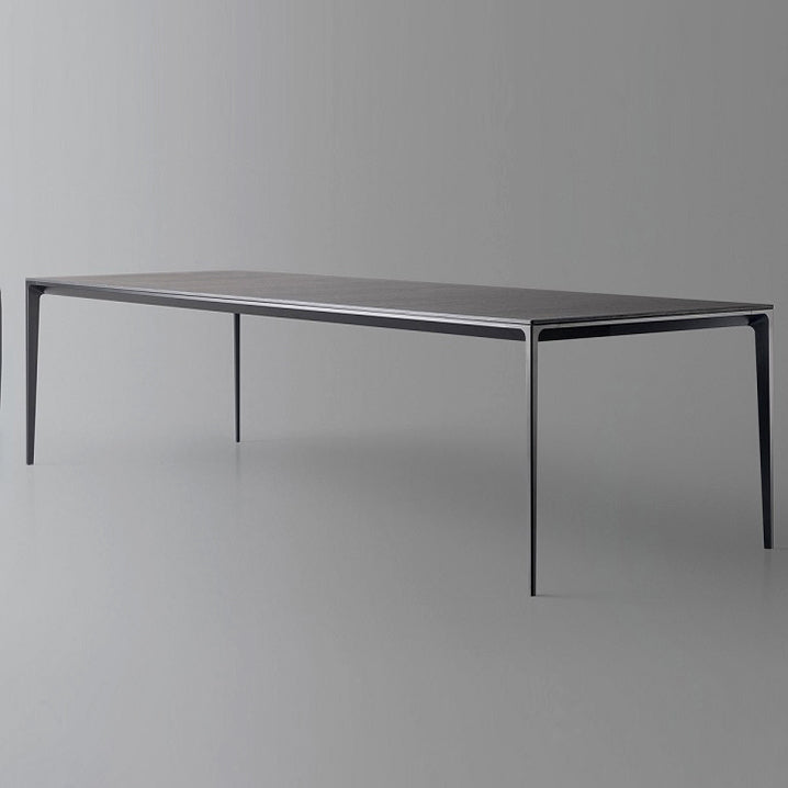 Sintered Stone Top Dining Table Rectangle Table in Grey with Metal Base and 4 Legs Without Chairs Clearhalo ' dining_table' 'Dining Tables & Seating' 'Dining Tables' 'furn' 'furn_dining_table' 'Furniture' 'furniture_dining_table' 'Kitchen & Dining Furniture' 'kitchen&dining_furn' 'kitchen' 'kitchen_dining_table' 3724174