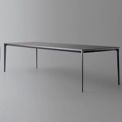 Sintered Stone Top Dining Table Rectangle Table in Grey with Metal Base and 4 Legs Without Chairs Clearhalo ' dining_table' 'Dining Tables & Seating' 'Dining Tables' 'furn' 'furn_dining_table' 'Furniture' 'furniture_dining_table' 'Kitchen & Dining Furniture' 'kitchen&dining_furn' 'kitchen' 'kitchen_dining_table' 3724174