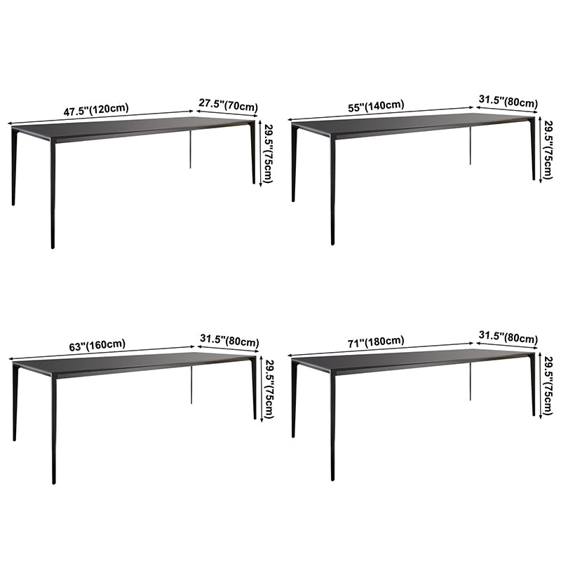 Sintered Stone Top Dining Table Rectangle Table in Grey with Metal Base and 4 Legs Clearhalo ' dining_table' 'Dining Tables & Seating' 'Dining Tables' 'furn' 'furn_dining_table' 'Furniture' 'furniture_dining_table' 'Kitchen & Dining Furniture' 'kitchen&dining_furn' 'kitchen' 'kitchen_dining_table' 3724177