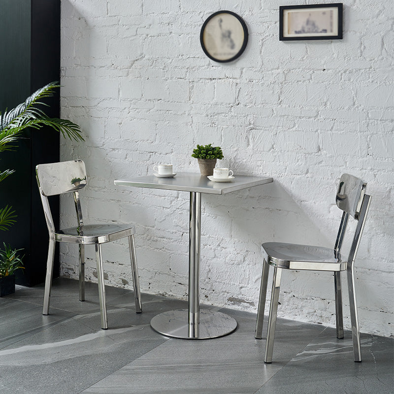 Industrial Style Stainless Steel Dining Table Square Table for Dinning Room Clearhalo ' dining_table' 'Dining Tables & Seating' 'Dining Tables' 'furn' 'furn_dining_table' 'Furniture' 'furniture_dining_table' 'Kitchen & Dining Furniture' 'kitchen&dining_furn' 'kitchen' 'kitchen_dining_table' 3724179