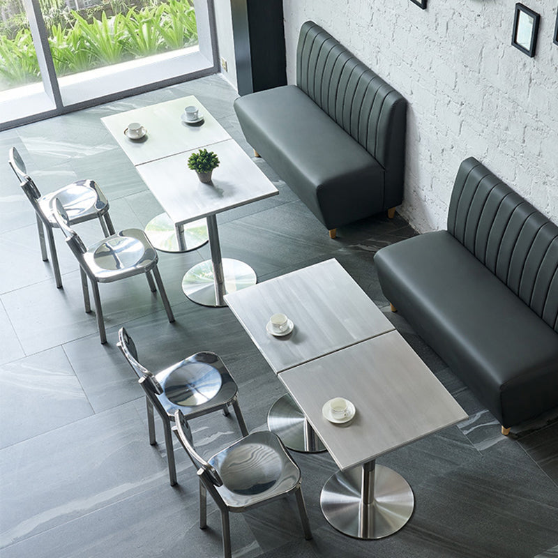 Industrial Style Stainless Steel Dining Table Square Table for Dinning Room Clearhalo ' dining_table' 'Dining Tables & Seating' 'Dining Tables' 'furn' 'furn_dining_table' 'Furniture' 'furniture_dining_table' 'Kitchen & Dining Furniture' 'kitchen&dining_furn' 'kitchen' 'kitchen_dining_table' 3724180