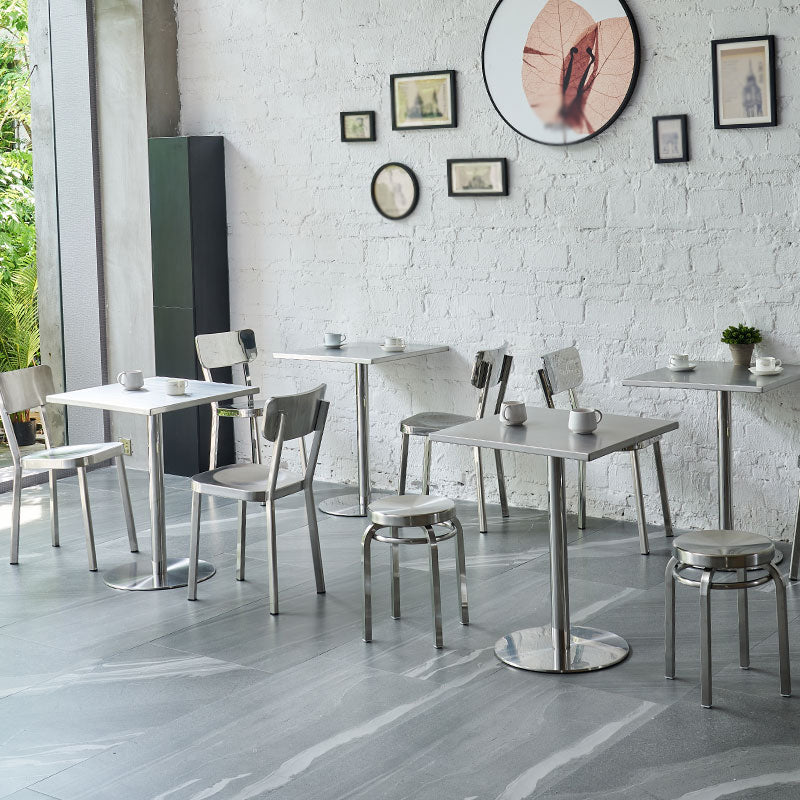 Industrial Style Stainless Steel Dining Table Square Table for Dinning Room Clearhalo ' dining_table' 'Dining Tables & Seating' 'Dining Tables' 'furn' 'furn_dining_table' 'Furniture' 'furniture_dining_table' 'Kitchen & Dining Furniture' 'kitchen&dining_furn' 'kitchen' 'kitchen_dining_table' 3724181