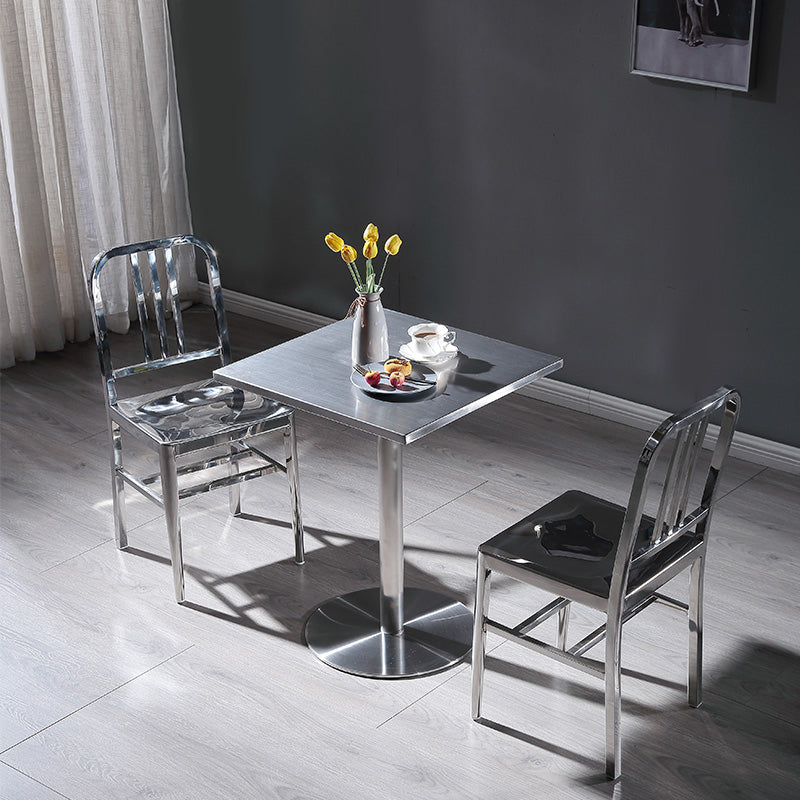 Industrial Style Stainless Steel Dining Table Square Table for Dinning Room Clearhalo ' dining_table' 'Dining Tables & Seating' 'Dining Tables' 'furn' 'furn_dining_table' 'Furniture' 'furniture_dining_table' 'Kitchen & Dining Furniture' 'kitchen&dining_furn' 'kitchen' 'kitchen_dining_table' 3724182