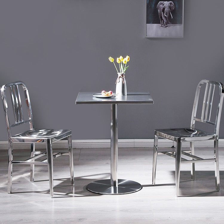 Industrial Style Stainless Steel Dining Table Square Table for Dinning Room Clearhalo ' dining_table' 'Dining Tables & Seating' 'Dining Tables' 'furn' 'furn_dining_table' 'Furniture' 'furniture_dining_table' 'Kitchen & Dining Furniture' 'kitchen&dining_furn' 'kitchen' 'kitchen_dining_table' 3724191