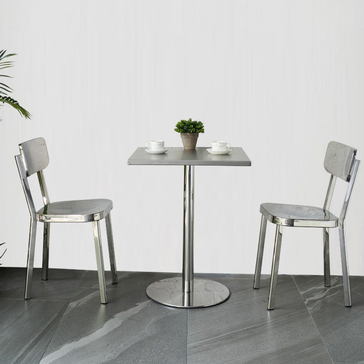 Industrial Style Stainless Steel Dining Table Square Table for Dinning Room Clearhalo ' dining_table' 'Dining Tables & Seating' 'Dining Tables' 'furn' 'furn_dining_table' 'Furniture' 'furniture_dining_table' 'Kitchen & Dining Furniture' 'kitchen&dining_furn' 'kitchen' 'kitchen_dining_table' 3724192