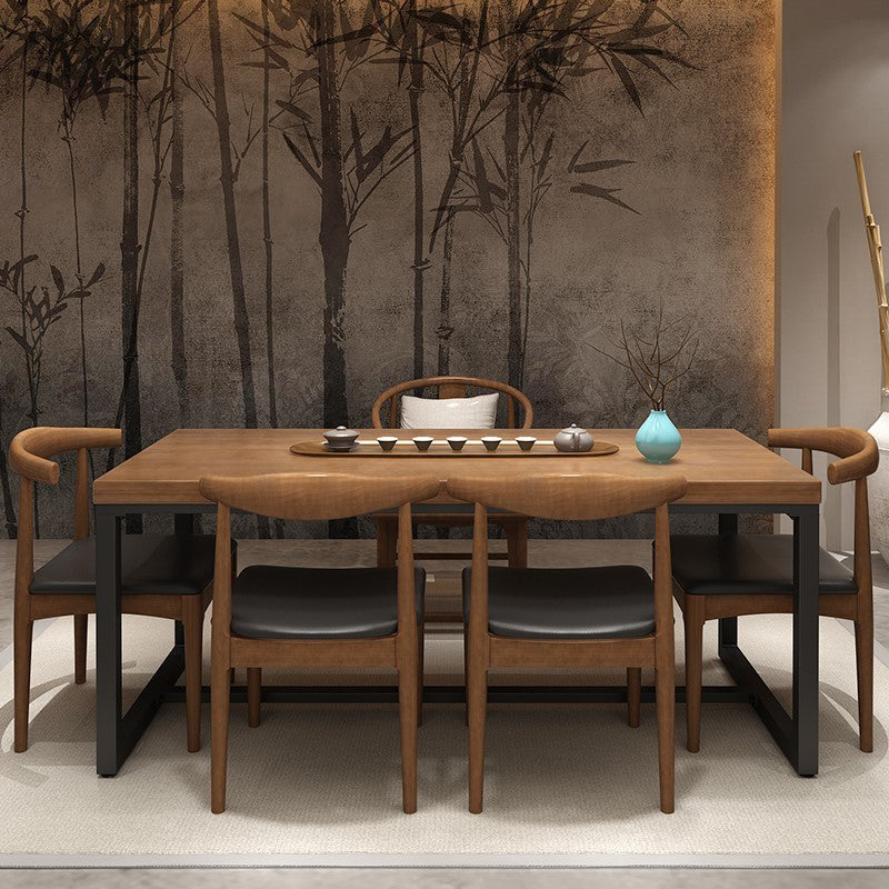 Industrial Rectangle Dining Table Pine Solid Wood Table with Trestle Base for Home Kitchen Dinner Clearhalo ' dining_table' 'Dining Tables & Seating' 'Dining Tables' 'furn' 'furn_dining_table' 'Furniture' 'furniture_dining_table' 'Kitchen & Dining Furniture' 'kitchen&dining_furn' 'kitchen' 'kitchen_dining_table' 3724196