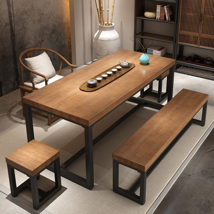 Industrial Rectangle Dining Table Pine Solid Wood Table with Trestle Base for Home Kitchen Dinner Clearhalo ' dining_table' 'Dining Tables & Seating' 'Dining Tables' 'furn' 'furn_dining_table' 'Furniture' 'furniture_dining_table' 'Kitchen & Dining Furniture' 'kitchen&dining_furn' 'kitchen' 'kitchen_dining_table' 3724206