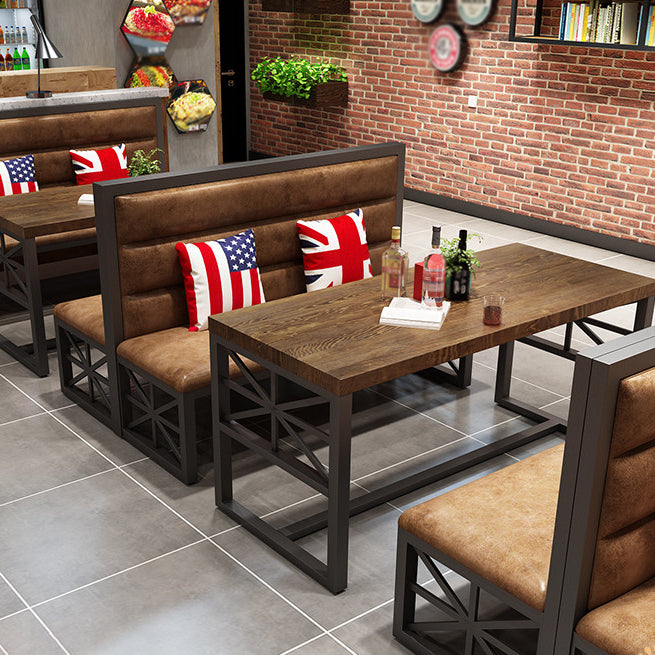 Industrial Solid Wood Dining Table Brown Rectangle Table with Black Frame for Dinning Room Clearhalo ' dining_table' 'Dining Tables & Seating' 'Dining Tables' 'furn' 'furn_dining_table' 'Furniture' 'furniture_dining_table' 'Kitchen & Dining Furniture' 'kitchen&dining_furn' 'kitchen' 'kitchen_dining_table' 3724219