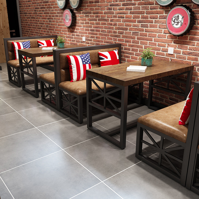 Industrial Solid Wood Dining Table Brown Rectangle Table with Black Frame for Dinning Room Clearhalo ' dining_table' 'Dining Tables & Seating' 'Dining Tables' 'furn' 'furn_dining_table' 'Furniture' 'furniture_dining_table' 'Kitchen & Dining Furniture' 'kitchen&dining_furn' 'kitchen' 'kitchen_dining_table' 3724220