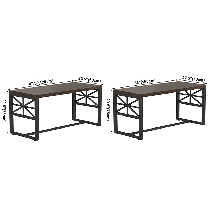 Industrial Solid Wood Dining Table Brown Rectangle Table with Black Frame for Dinning Room Clearhalo ' dining_table' 'Dining Tables & Seating' 'Dining Tables' 'furn' 'furn_dining_table' 'Furniture' 'furniture_dining_table' 'Kitchen & Dining Furniture' 'kitchen&dining_furn' 'kitchen' 'kitchen_dining_table' 3724228