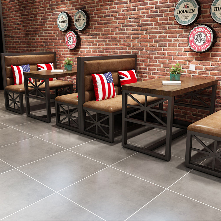 Industrial Solid Wood Dining Table Brown Rectangle Table with Black Frame for Dinning Room Clearhalo ' dining_table' 'Dining Tables & Seating' 'Dining Tables' 'furn' 'furn_dining_table' 'Furniture' 'furniture_dining_table' 'Kitchen & Dining Furniture' 'kitchen&dining_furn' 'kitchen' 'kitchen_dining_table' 3724230