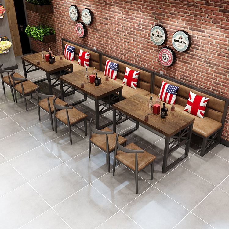 Industrial Solid Wood Dining Table Brown Rectangle Table with Black Frame for Dinning Room Clearhalo ' dining_table' 'Dining Tables & Seating' 'Dining Tables' 'furn' 'furn_dining_table' 'Furniture' 'furniture_dining_table' 'Kitchen & Dining Furniture' 'kitchen&dining_furn' 'kitchen' 'kitchen_dining_table' 3724233