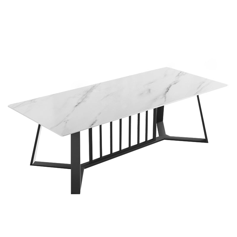 Modern Luxury Rectangle Dining Table Sintered Stone Dining Table with Trestle Base Black Without Chairs Clearhalo ' dining_table' 'Dining Tables & Seating' 'Dining Tables' 'furn' 'furn_dining_table' 'Furniture' 'furniture_dining_table' 'Kitchen & Dining Furniture' 'kitchen&dining_furn' 'kitchen' 'kitchen_dining_table' 3724235