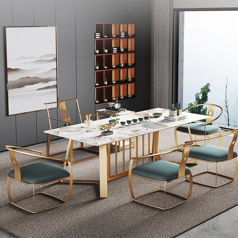 Modern Luxury Rectangle Dining Table Sintered Stone Dining Table with Trestle Base Clearhalo ' dining_table' 'Dining Tables & Seating' 'Dining Tables' 'furn' 'furn_dining_table' 'Furniture' 'furniture_dining_table' 'Kitchen & Dining Furniture' 'kitchen&dining_furn' 'kitchen' 'kitchen_dining_table' 3724237