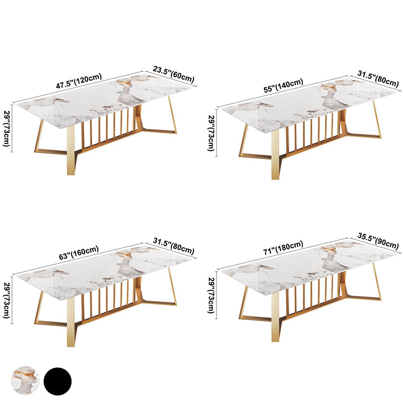 Modern Luxury Rectangle Dining Table Sintered Stone Dining Table with Trestle Base Clearhalo ' dining_table' 'Dining Tables & Seating' 'Dining Tables' 'furn' 'furn_dining_table' 'Furniture' 'furniture_dining_table' 'Kitchen & Dining Furniture' 'kitchen&dining_furn' 'kitchen' 'kitchen_dining_table' 3724244