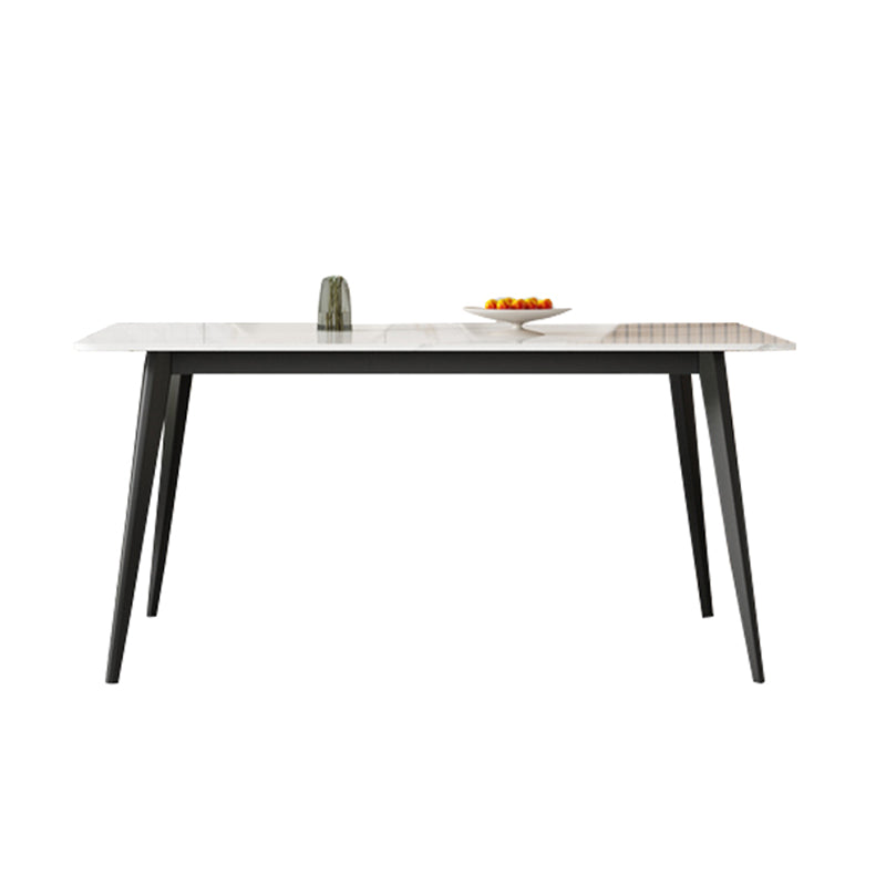 Contemporary Style Sintered Stone Dining Table Rectangular 4 Legs Table in White Without Chairs Clearhalo ' dining_table' 'Dining Tables & Seating' 'Dining Tables' 'furn' 'furn_dining_table' 'Furniture' 'furniture_dining_table' 'Kitchen & Dining Furniture' 'kitchen&dining_furn' 'kitchen' 'kitchen_dining_table' 3724275