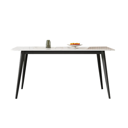 Contemporary Style Sintered Stone Dining Table Rectangular 4 Legs Table in White Without Chairs Clearhalo ' dining_table' 'Dining Tables & Seating' 'Dining Tables' 'furn' 'furn_dining_table' 'Furniture' 'furniture_dining_table' 'Kitchen & Dining Furniture' 'kitchen&dining_furn' 'kitchen' 'kitchen_dining_table' 3724275