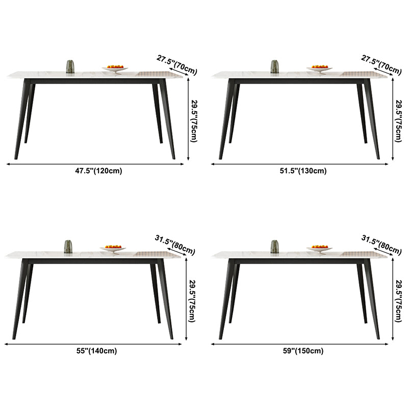 Contemporary Style Sintered Stone Dining Table Rectangular 4 Legs Table in White Clearhalo ' dining_table' 'Dining Tables & Seating' 'Dining Tables' 'furn' 'furn_dining_table' 'Furniture' 'furniture_dining_table' 'Kitchen & Dining Furniture' 'kitchen&dining_furn' 'kitchen' 'kitchen_dining_table' 3724276