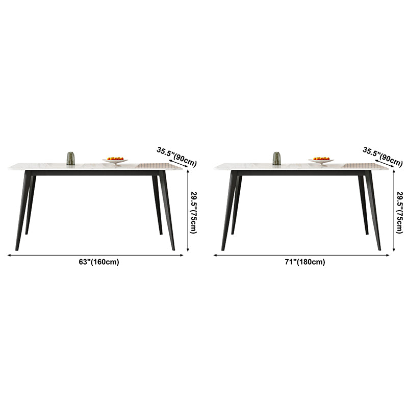 Contemporary Style Sintered Stone Dining Table Rectangular 4 Legs Table in White Clearhalo ' dining_table' 'Dining Tables & Seating' 'Dining Tables' 'furn' 'furn_dining_table' 'Furniture' 'furniture_dining_table' 'Kitchen & Dining Furniture' 'kitchen&dining_furn' 'kitchen' 'kitchen_dining_table' 3724277