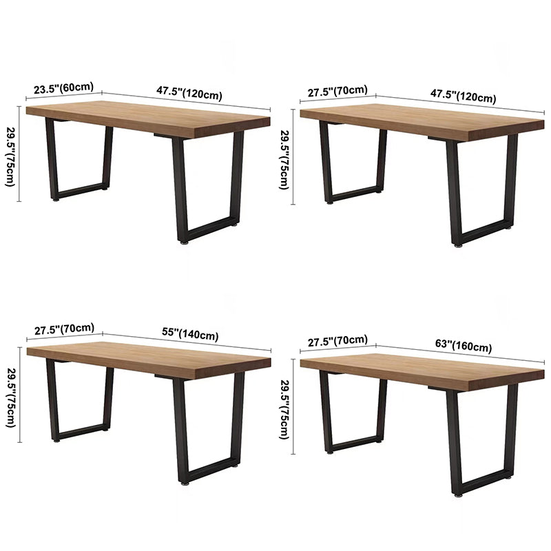 Industrial Pine Solid Wood Dining Table Brown Rectangle Table with Sled Base for Dinning Room Clearhalo ' dining_table' 'Dining Tables & Seating' 'Dining Tables' 'furn' 'furn_dining_table' 'Furniture' 'furniture_dining_table' 'Kitchen & Dining Furniture' 'kitchen&dining_furn' 'kitchen' 'kitchen_dining_table' 3724287