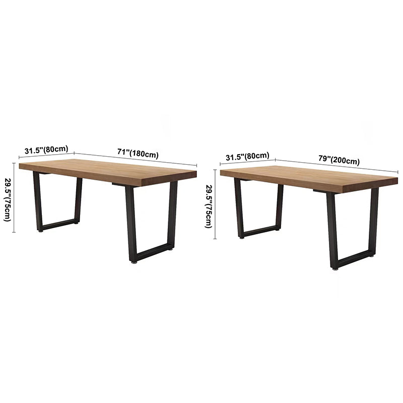 Industrial Pine Solid Wood Dining Table Brown Rectangle Table with Sled Base for Dinning Room Clearhalo ' dining_table' 'Dining Tables & Seating' 'Dining Tables' 'furn' 'furn_dining_table' 'Furniture' 'furniture_dining_table' 'Kitchen & Dining Furniture' 'kitchen&dining_furn' 'kitchen' 'kitchen_dining_table' 3724288