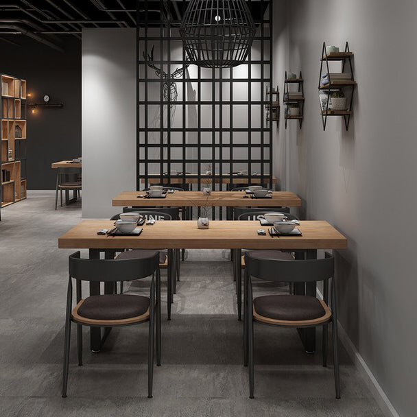 Industrial Pine Solid Wood Dining Table Brown Rectangle Table with Sled Base for Dinning Room Clearhalo ' dining_table' 'Dining Tables & Seating' 'Dining Tables' 'furn' 'furn_dining_table' 'Furniture' 'furniture_dining_table' 'Kitchen & Dining Furniture' 'kitchen&dining_furn' 'kitchen' 'kitchen_dining_table' 3724289