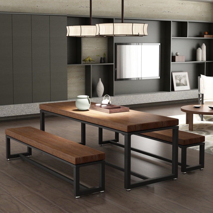 Industrial Rectangle Dining Table Pine Solid Wood Table with Trestle Base Clearhalo ' dining_table' 'Dining Tables & Seating' 'Dining Tables' 'furn' 'furn_dining_table' 'Furniture' 'furniture_dining_table' 'Kitchen & Dining Furniture' 'kitchen&dining_furn' 'kitchen' 'kitchen_dining_table' 3724291