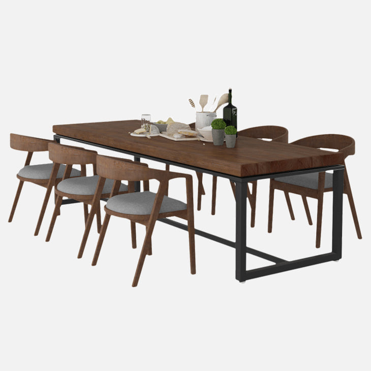 Industrial Rectangle Dining Table Pine Solid Wood Table with Trestle Base Clearhalo ' dining_table' 'Dining Tables & Seating' 'Dining Tables' 'furn' 'furn_dining_table' 'Furniture' 'furniture_dining_table' 'Kitchen & Dining Furniture' 'kitchen&dining_furn' 'kitchen' 'kitchen_dining_table' 3724300