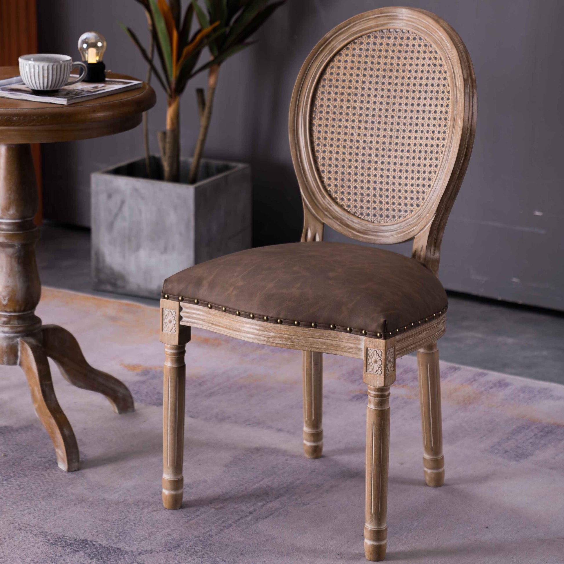 Upholstered Armless Dining Chairs King Louis Back Side Chair with Wood Legs Brown 1 Piece Clearhalo ' kitchen&dining_furn' 'Dining Chairs' 'Dining Tables & Seating' 'dining_chair' 'furn' 'furn_dining_chair' 'Furniture' 'furniture_dining_chair' 'Kitchen & Dining Furniture' 'kitchen' 3724334