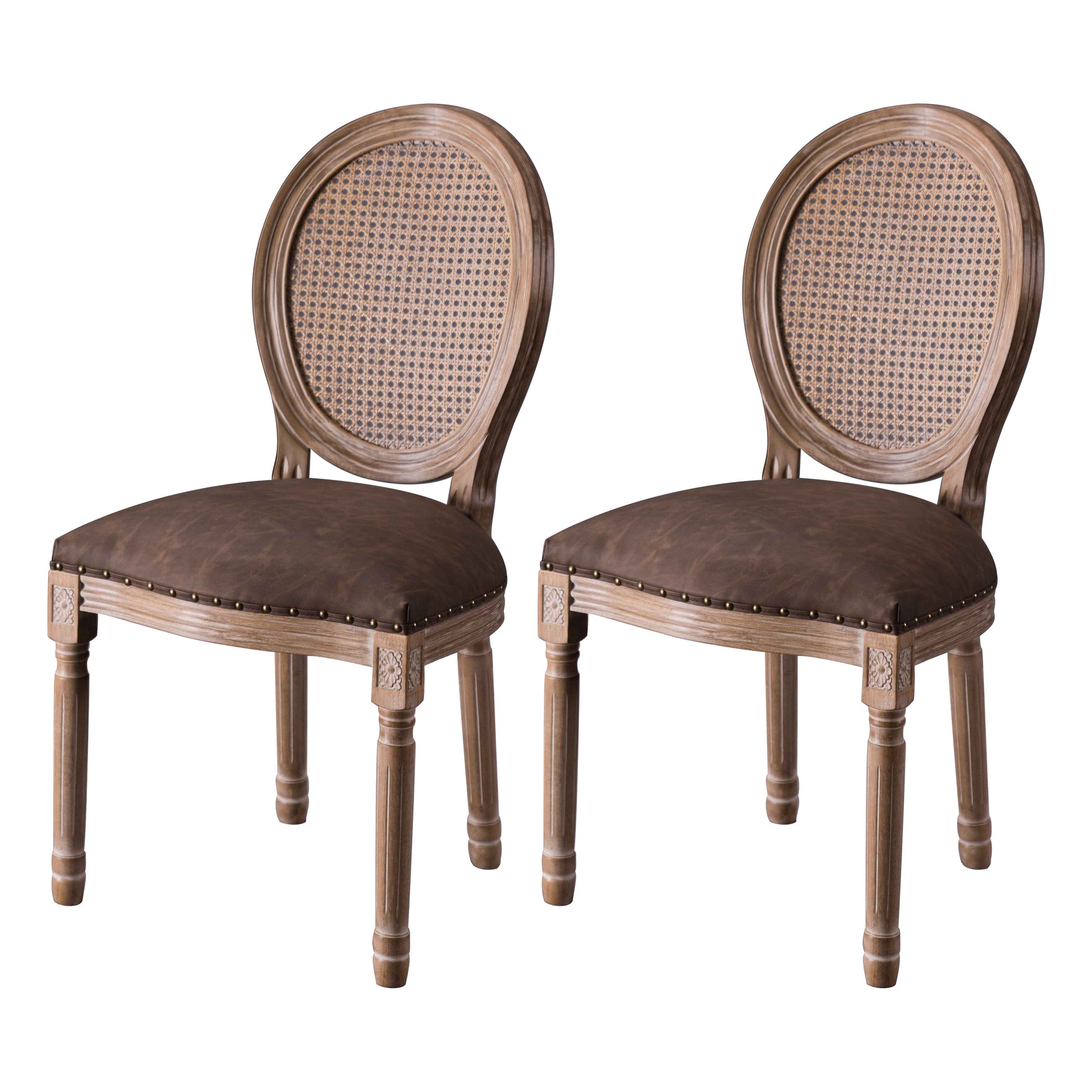 Upholstered Armless Dining Chairs King Louis Back Side Chair with Wood Legs Brown 2 Piece Set Clearhalo ' kitchen&dining_furn' 'Dining Chairs' 'Dining Tables & Seating' 'dining_chair' 'furn' 'furn_dining_chair' 'Furniture' 'furniture_dining_chair' 'Kitchen & Dining Furniture' 'kitchen' 3724336