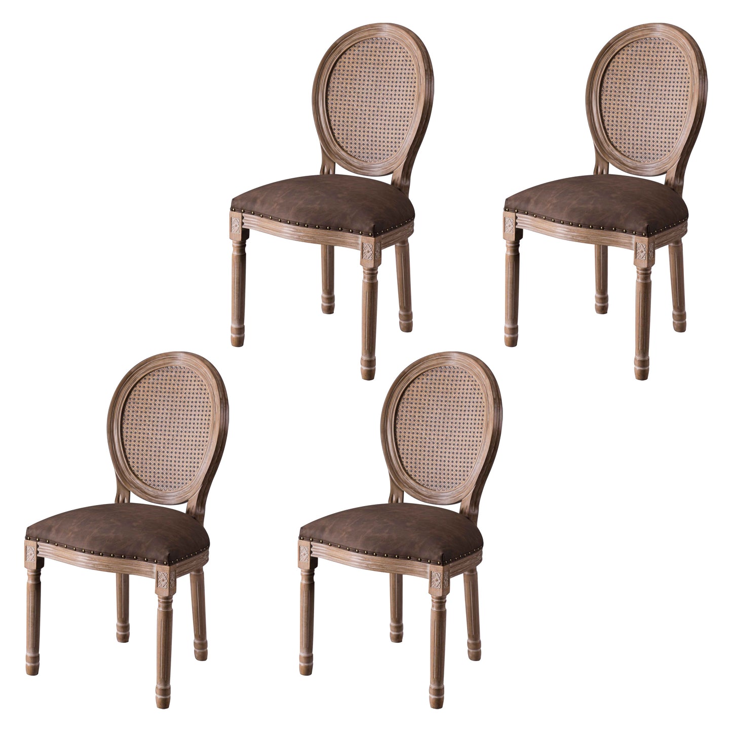 Upholstered Armless Dining Chairs King Louis Back Side Chair with Wood Legs Brown 4 Piece Set Clearhalo ' kitchen&dining_furn' 'Dining Chairs' 'Dining Tables & Seating' 'dining_chair' 'furn' 'furn_dining_chair' 'Furniture' 'furniture_dining_chair' 'Kitchen & Dining Furniture' 'kitchen' 3724337