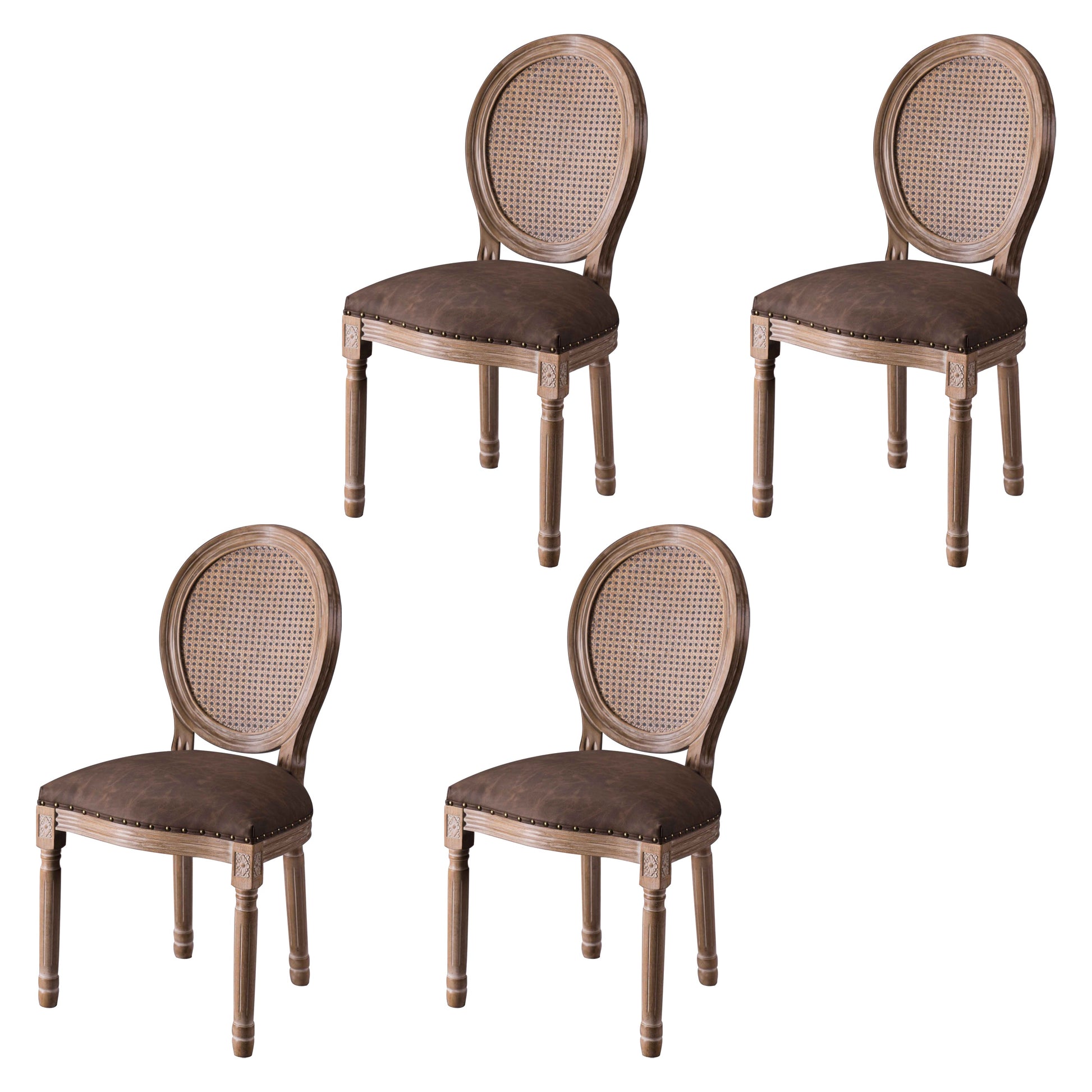 Upholstered Armless Dining Chairs King Louis Back Side Chair with Wood Legs Brown 4 Piece Set Clearhalo ' kitchen&dining_furn' 'Dining Chairs' 'Dining Tables & Seating' 'dining_chair' 'furn' 'furn_dining_chair' 'Furniture' 'furniture_dining_chair' 'Kitchen & Dining Furniture' 'kitchen' 3724337