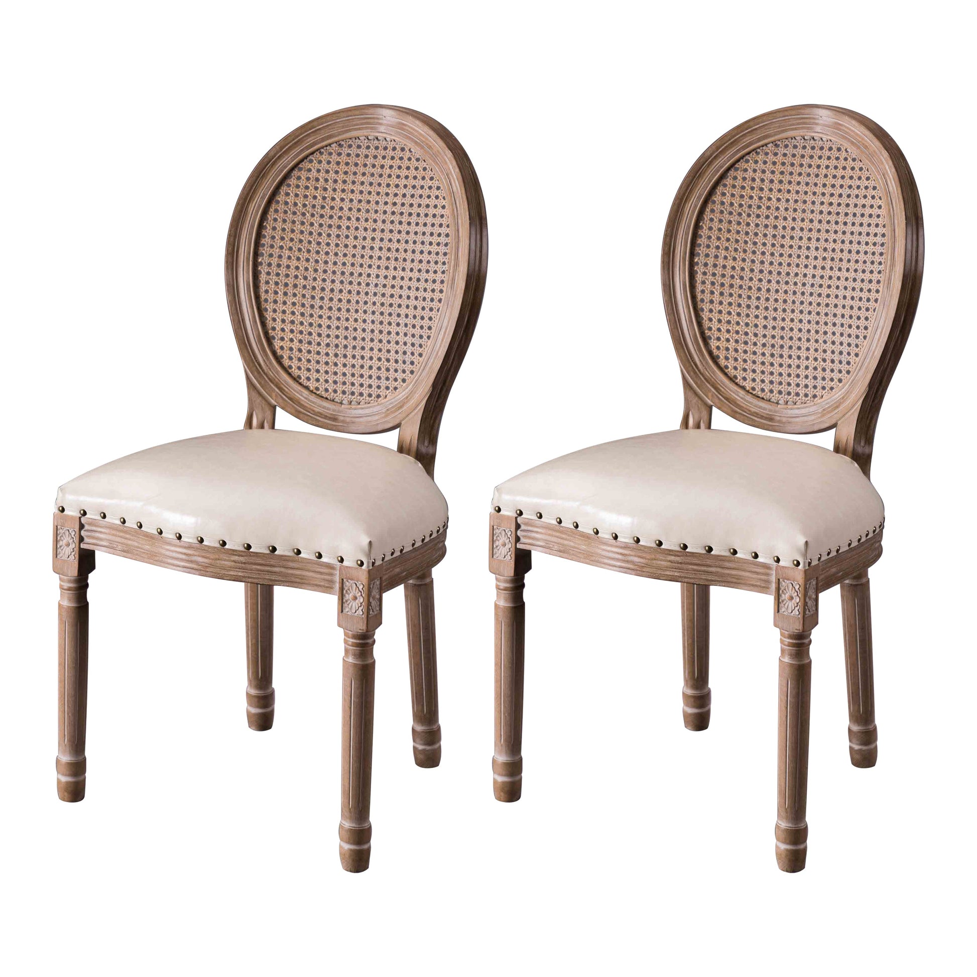 Upholstered Armless Dining Chairs King Louis Back Side Chair with Wood Legs Off-White 2 Piece Set Clearhalo ' kitchen&dining_furn' 'Dining Chairs' 'Dining Tables & Seating' 'dining_chair' 'furn' 'furn_dining_chair' 'Furniture' 'furniture_dining_chair' 'Kitchen & Dining Furniture' 'kitchen' 3724345