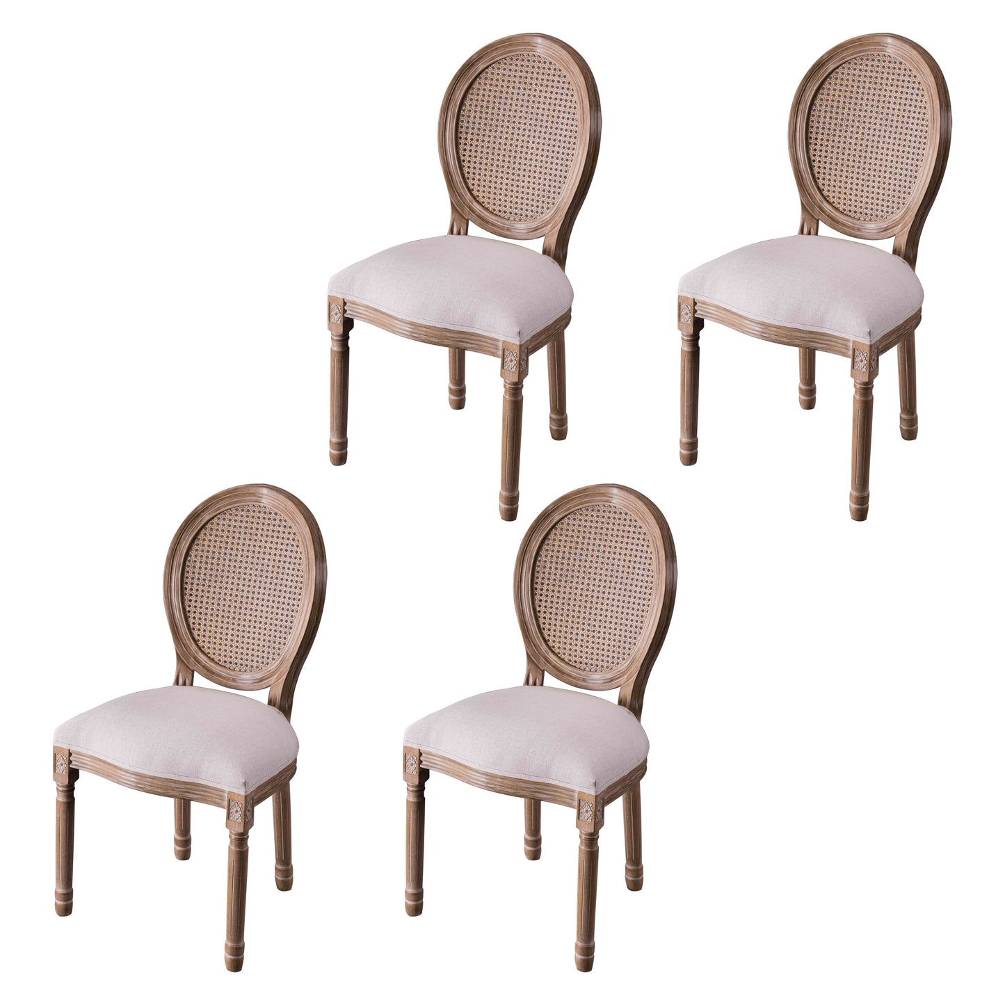 Upholstered Armless Dining Chairs King Louis Back Side Chair with Wood Legs Cream 4 Piece Set Clearhalo ' kitchen&dining_furn' 'Dining Chairs' 'Dining Tables & Seating' 'dining_chair' 'furn' 'furn_dining_chair' 'Furniture' 'furniture_dining_chair' 'Kitchen & Dining Furniture' 'kitchen' 3724351
