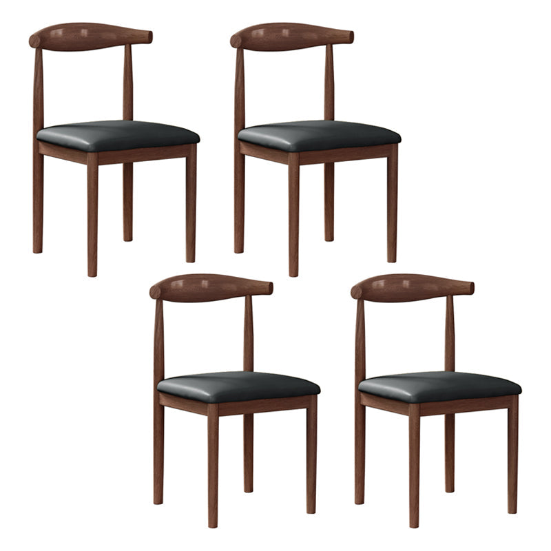 Modern Style Metal Chair Open Back Side Kitchen Dining Room Chairs Set Walnut Black 4 Piece Set Clearhalo ' kitchen&dining_furn' 'Dining Chairs' 'Dining Tables & Seating' 'dining_chair' 'furn' 'furn_dining_chair' 'Furniture' 'furniture_dining_chair' 'Kitchen & Dining Furniture' 'kitchen' 3724395