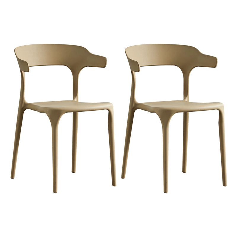 Home Modern Side Chair Stackable Open Back Plastic Dining Room Chair Set Khaki 2 Piece Set Clearhalo ' kitchen&dining_furn' 'Dining Chairs' 'Dining Tables & Seating' 'dining_chair' 'furn' 'furn_dining_chair' 'Furniture' 'furniture_dining_chair' 'Kitchen & Dining Furniture' 'kitchen' 3724441