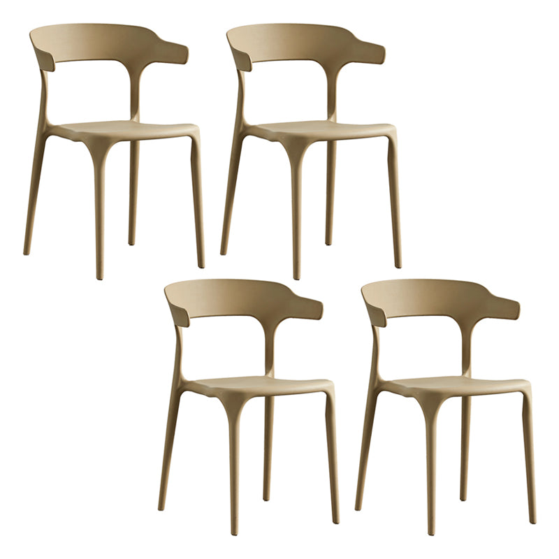 Home Modern Side Chair Stackable Open Back Plastic Dining Room Chair Set Khaki 4 Piece Set Clearhalo ' kitchen&dining_furn' 'Dining Chairs' 'Dining Tables & Seating' 'dining_chair' 'furn' 'furn_dining_chair' 'Furniture' 'furniture_dining_chair' 'Kitchen & Dining Furniture' 'kitchen' 3724443