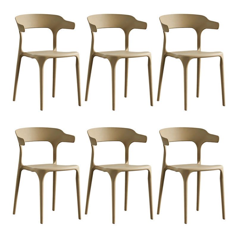 Home Modern Side Chair Stackable Open Back Plastic Dining Room Chair Set Khaki 6 Piece Set Clearhalo ' kitchen&dining_furn' 'Dining Chairs' 'Dining Tables & Seating' 'dining_chair' 'furn' 'furn_dining_chair' 'Furniture' 'furniture_dining_chair' 'Kitchen & Dining Furniture' 'kitchen' 3724445