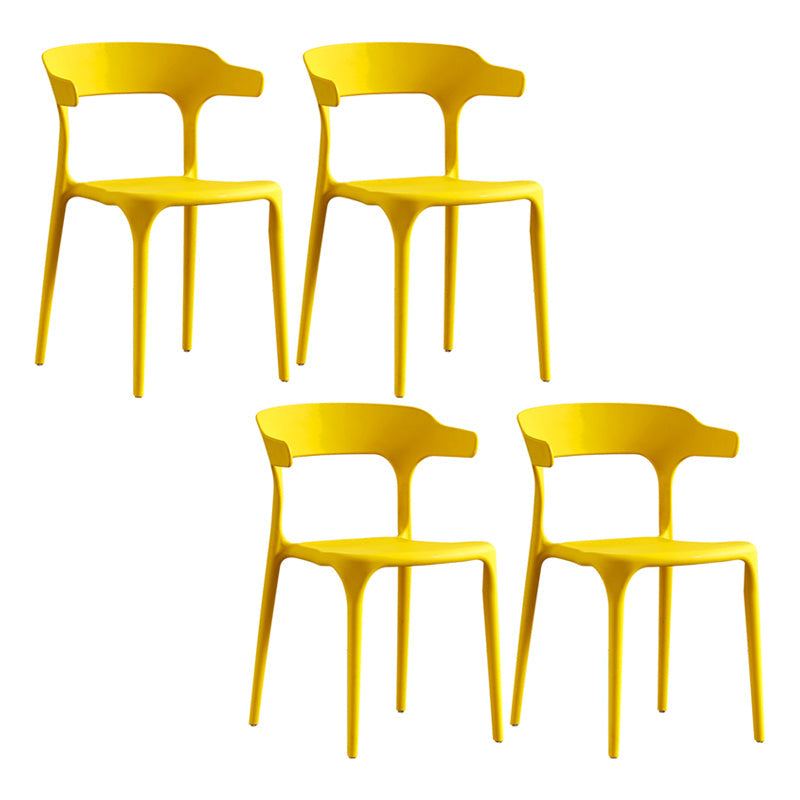 Home Modern Side Chair Stackable Open Back Plastic Dining Room Chair Set Yellow 4 Piece Set Clearhalo ' kitchen&dining_furn' 'Dining Chairs' 'Dining Tables & Seating' 'dining_chair' 'furn' 'furn_dining_chair' 'Furniture' 'furniture_dining_chair' 'Kitchen & Dining Furniture' 'kitchen' 3724454