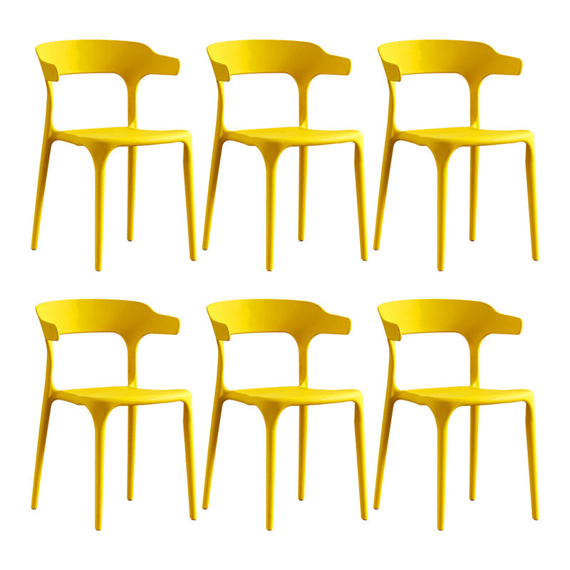 Home Modern Side Chair Stackable Open Back Plastic Dining Room Chair Set Yellow 6 Piece Set Clearhalo ' kitchen&dining_furn' 'Dining Chairs' 'Dining Tables & Seating' 'dining_chair' 'furn' 'furn_dining_chair' 'Furniture' 'furniture_dining_chair' 'Kitchen & Dining Furniture' 'kitchen' 3724456