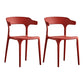 Home Modern Side Chair Stackable Open Back Plastic Dining Room Chair Set Red 2 Piece Set Clearhalo ' kitchen&dining_furn' 'Dining Chairs' 'Dining Tables & Seating' 'dining_chair' 'furn' 'furn_dining_chair' 'Furniture' 'furniture_dining_chair' 'Kitchen & Dining Furniture' 'kitchen' 3724458