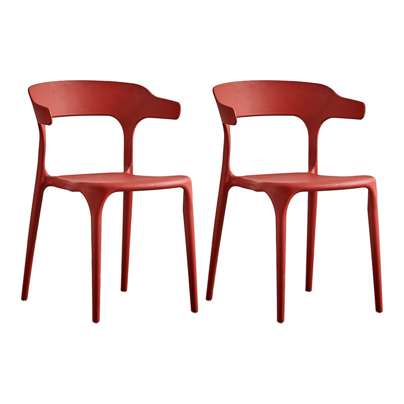 Home Modern Side Chair Stackable Open Back Plastic Dining Room Chair Set Red 2 Piece Set Clearhalo ' kitchen&dining_furn' 'Dining Chairs' 'Dining Tables & Seating' 'dining_chair' 'furn' 'furn_dining_chair' 'Furniture' 'furniture_dining_chair' 'Kitchen & Dining Furniture' 'kitchen' 3724458