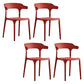Home Modern Side Chair Stackable Open Back Plastic Dining Room Chair Set Red 4 Piece Set Clearhalo ' kitchen&dining_furn' 'Dining Chairs' 'Dining Tables & Seating' 'dining_chair' 'furn' 'furn_dining_chair' 'Furniture' 'furniture_dining_chair' 'Kitchen & Dining Furniture' 'kitchen' 3724460