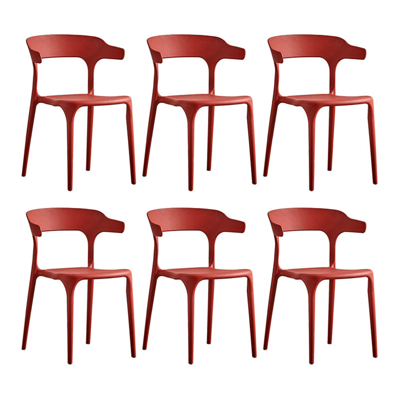 Home Modern Side Chair Stackable Open Back Plastic Dining Room Chair Set Red 6 Piece Set Clearhalo ' kitchen&dining_furn' 'Dining Chairs' 'Dining Tables & Seating' 'dining_chair' 'furn' 'furn_dining_chair' 'Furniture' 'furniture_dining_chair' 'Kitchen & Dining Furniture' 'kitchen' 3724463