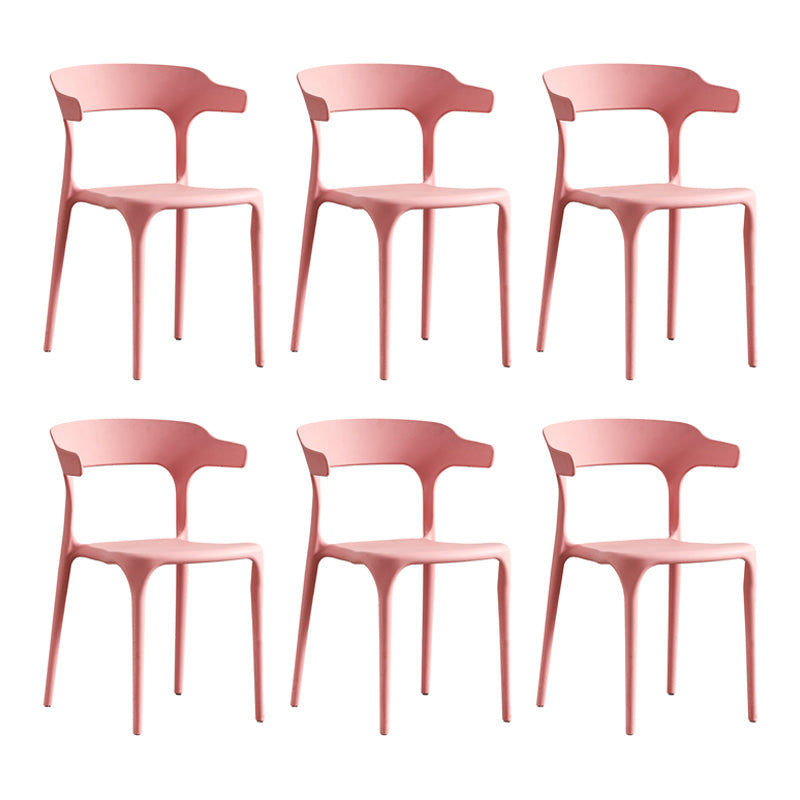 Home Modern Side Chair Stackable Open Back Plastic Dining Room Chair Set Pink 6 Piece Set Clearhalo ' kitchen&dining_furn' 'Dining Chairs' 'Dining Tables & Seating' 'dining_chair' 'furn' 'furn_dining_chair' 'Furniture' 'furniture_dining_chair' 'Kitchen & Dining Furniture' 'kitchen' 3724468