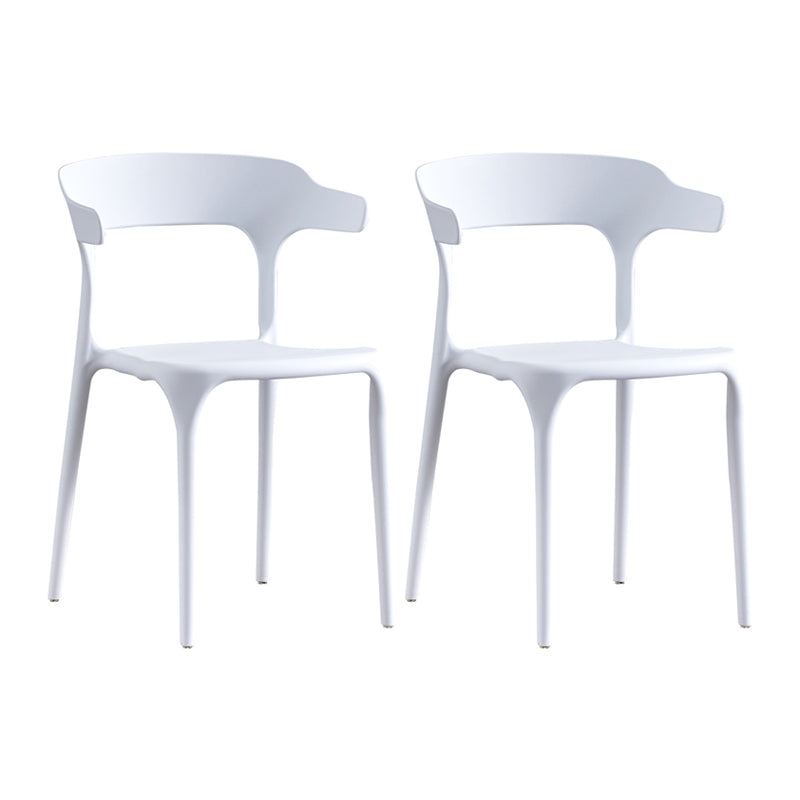Home Modern Side Chair Stackable Open Back Plastic Dining Room Chair Set White 2 Piece Set Clearhalo ' kitchen&dining_furn' 'Dining Chairs' 'Dining Tables & Seating' 'dining_chair' 'furn' 'furn_dining_chair' 'Furniture' 'furniture_dining_chair' 'Kitchen & Dining Furniture' 'kitchen' 3724469